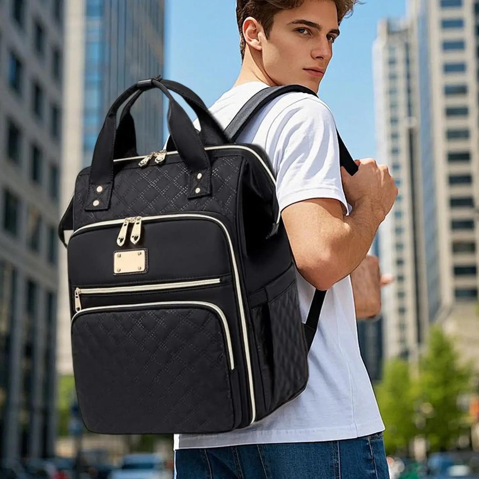 2-in-1 Lunch Backpack For Work & School, Insulated Food Cooler With 15.6 Inch Laptop Compartment, Leakproof Daypack