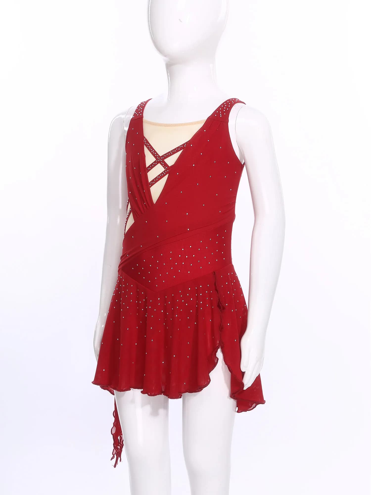 Girls Modern Dancewear Ballet Dance Leotard Dress Rhinestone Ice Skating Clothes Gymnastics Lyrical Dance Performance Costume