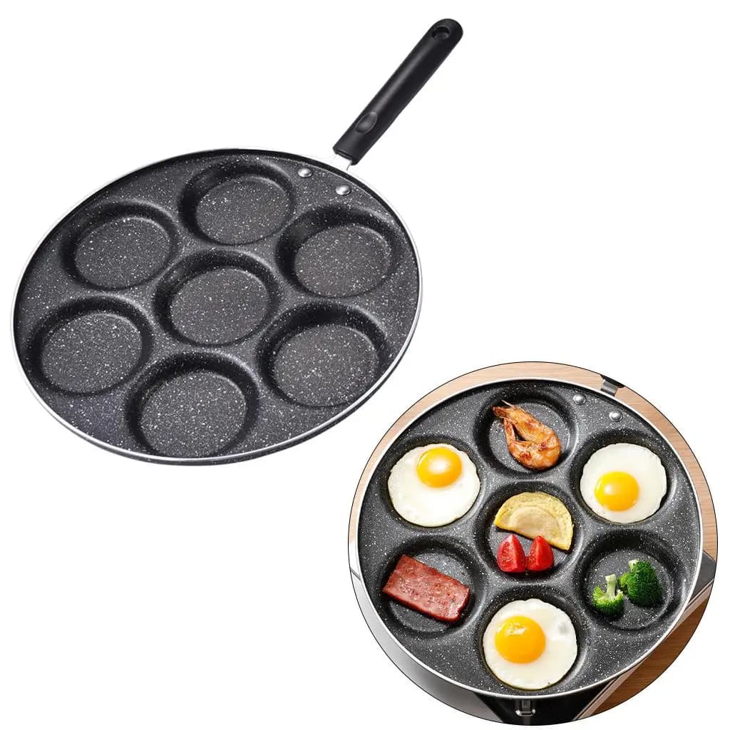 Padella antiaderente a 7 fori, padella per pancake, uova fritte, hamburger, per colazione