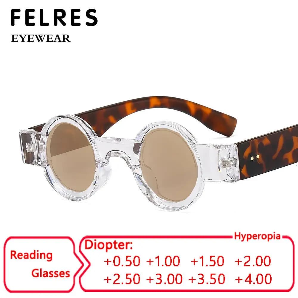 Personality Round Tinted Reading Glasses Women Trend Presbyopic Glasses Men Leisure Small Frame Shade Punk Sunglasses +1.5 2.0
