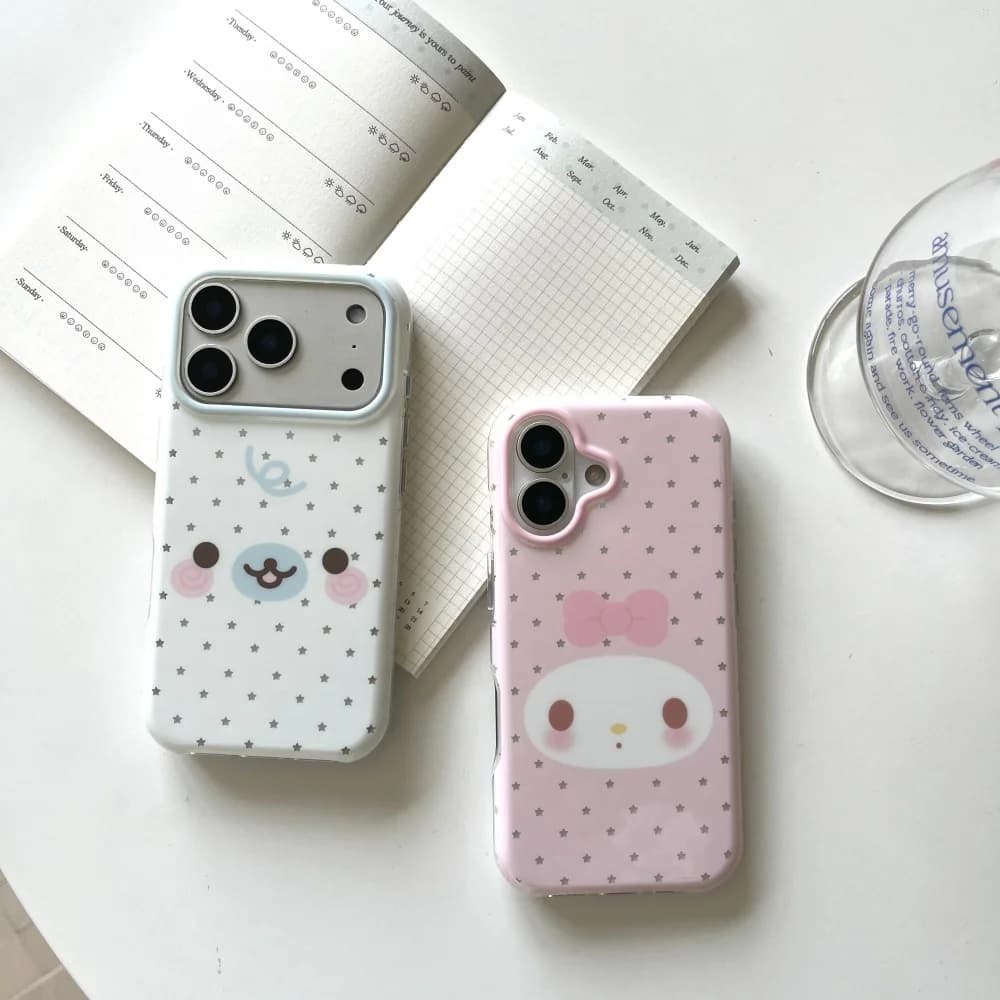 Cute Sanrio My Melody Cinnamoroll Star Print Phone Case Soft Shockproof Cover For iPhone 16 15 17 Pro Max Sweet Girly Aesthetic