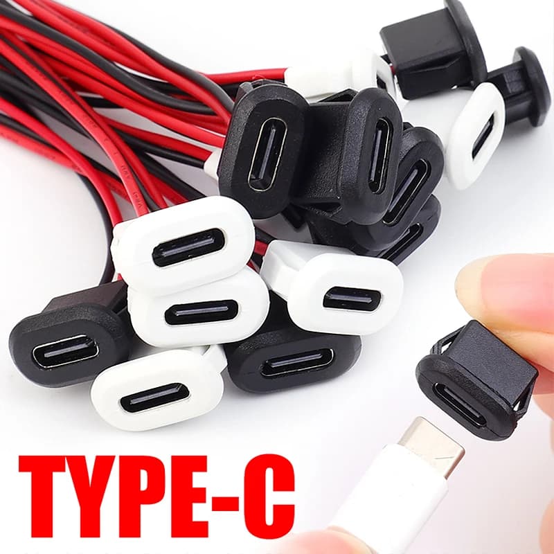 2-20 pz USB Tipo C 2pin Connettore Jack Femmina Tipo-C Con fibbia della scheda 3A Porta Jack di Ricarica Veloce USB-C Spina del Caricatore presa