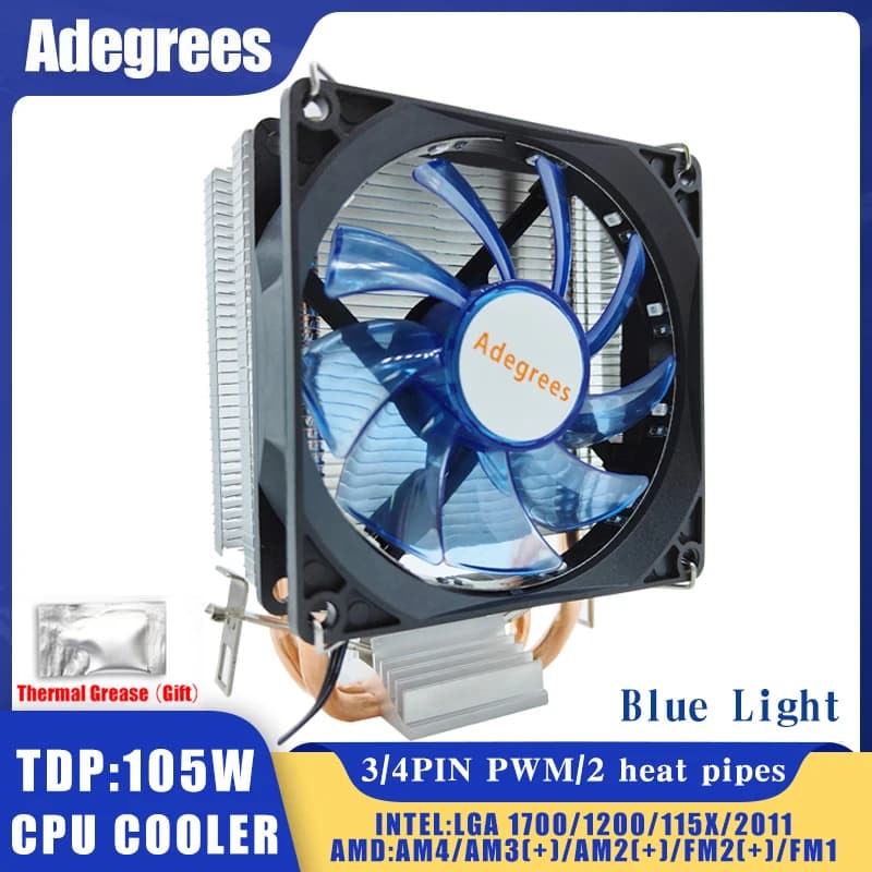 CPU Air Cooler 2 tubi di calore in rame puro 3PIN/4PIN PWM ventola di raffreddamento per LGA 1151 1150 1155 1156 1200 1700 X79 X99 2011 AM3 AM4 AM5