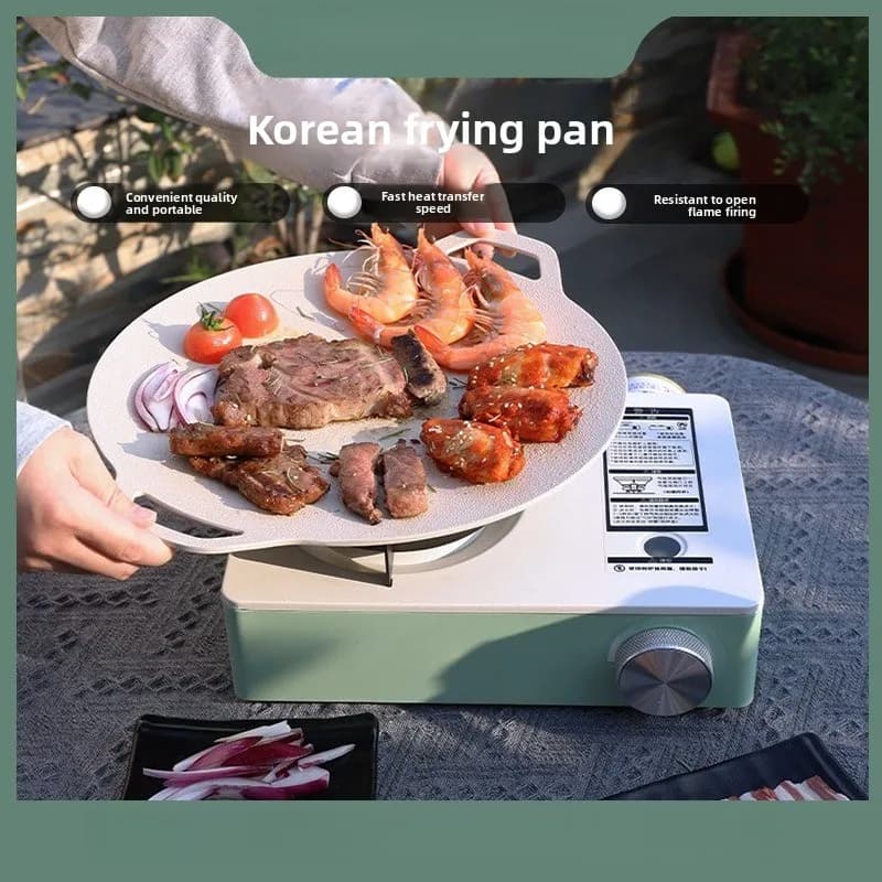 Lightweight baking pan Gas stove Portable outdoor frying grill Camping frying pan Non-stick coating
