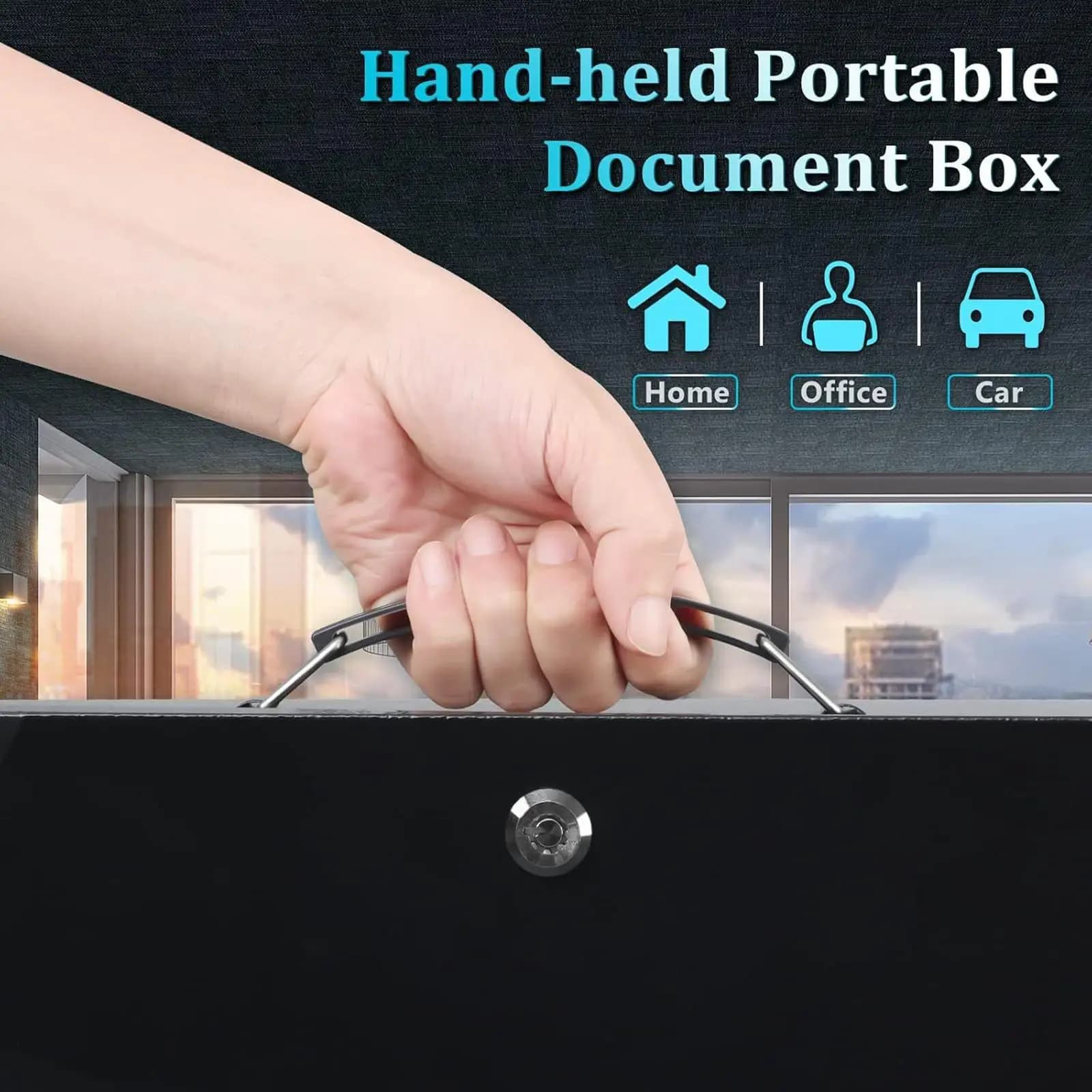 Fireproof Lock Box Portable with Handle Practical Secure Storage Organizer with Lock for Documents