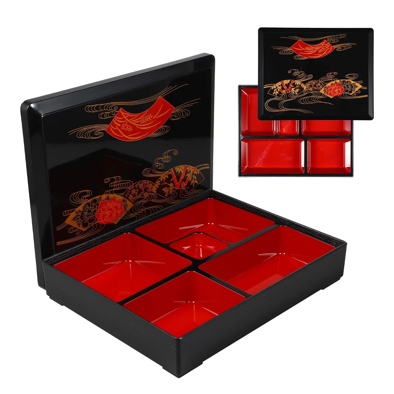1Pcs Japanese Style Bento Box 5 Grid Lunch Container Leak Proof Easy Clean Reusable Meal Prep Box for Women Travel Sushi Storage