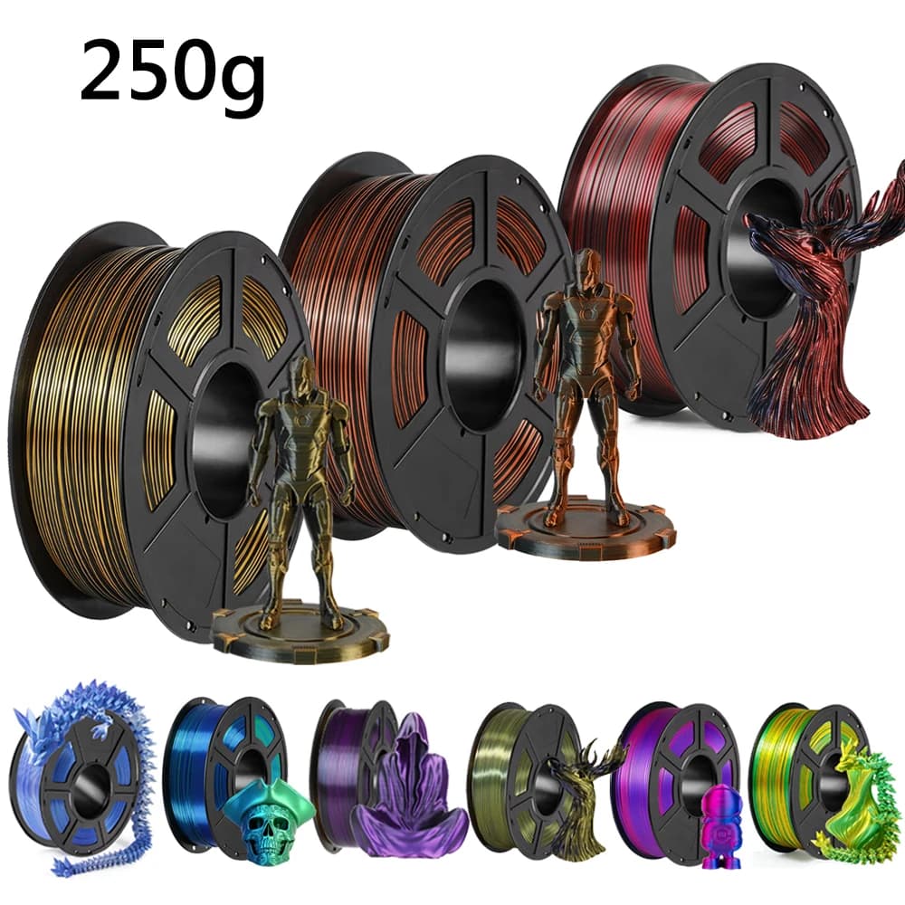 3D Printer with PLA Black Silk Filament from 1.75 mm Magic Dual Color Sublimation Duotone 250g 3D Printing Material