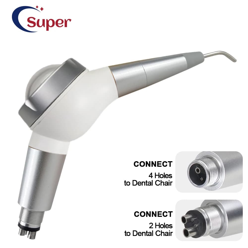 Manipolo per Lucidatura Dentale ad Aria, Air Prophy Mate, per Sbiancamento e Pulizia dei Denti, Pistola Sabbiatrice ad Aria e Acqua 2/4 Fori