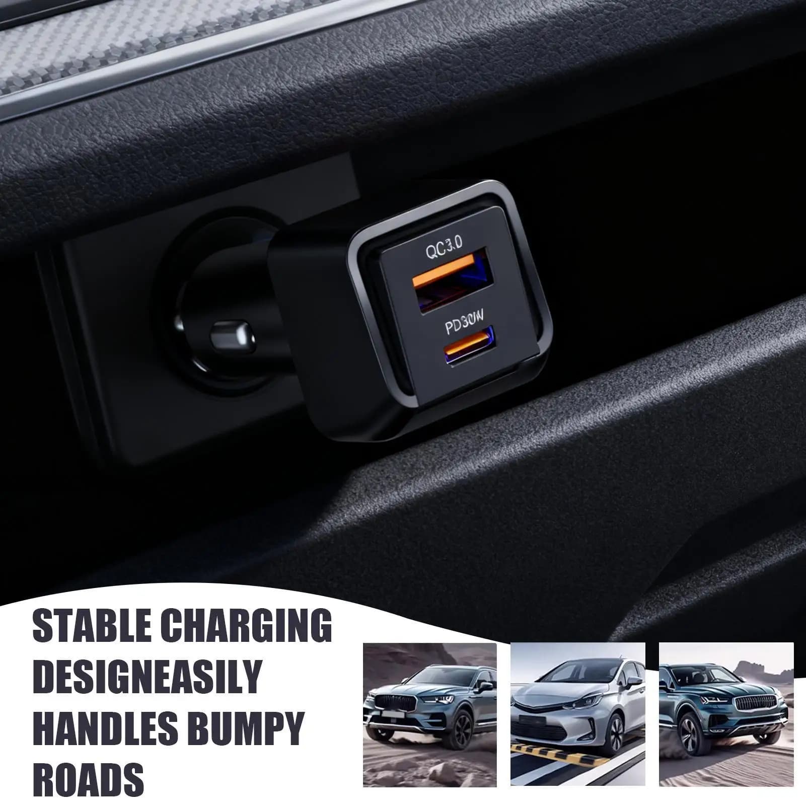 Caricabatteria da auto USB C 2 porte USb C Caricabatteria per telefono cellulare per auto Adattatore per dispositivo intelligente per viaggi Automotive Camion RV SUV Van Berlina