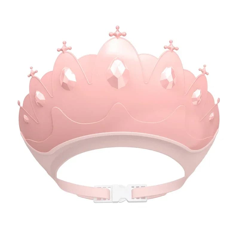 Cappello da doccia impermeabile regolabile per neonati con protezione per le orecchie, visiera da bagno a forma di corona per bambini, scudo protettivo per capelli per neonati con design a cartone animato