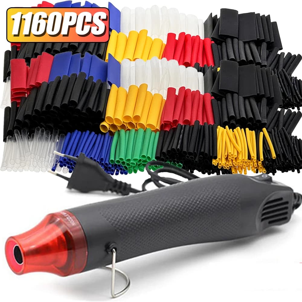 1160/580/164PCS Kit tubi termorestringenti 2:1 Filo termoretraibile Guaina termoretraibile Collegare la protezione della riparazione del cavo della copertura con pistola ad aria calda