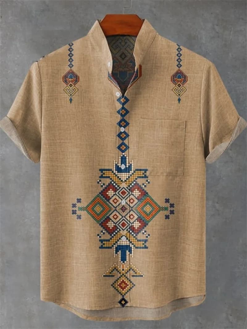 Polo da uomo stampata Summer Fashion Hawaiian Beach Warriors 2026 - Camicia casual a maniche corte da uomo