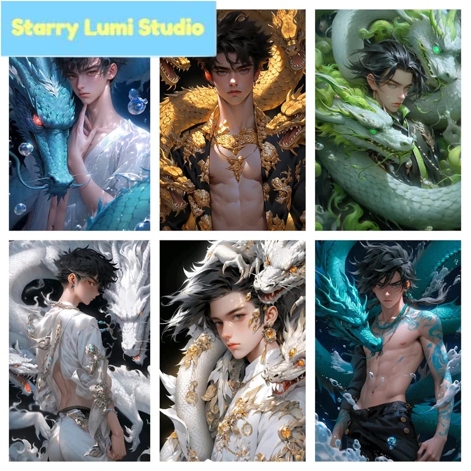 Dragon Man Anime DIY Diamond Painting, Ricamo con Diamanti Quadrati e Rotondi, Decorazione per la Casa, Cartone Animato Ragazzo, Regalo per la Decorazione Domestica