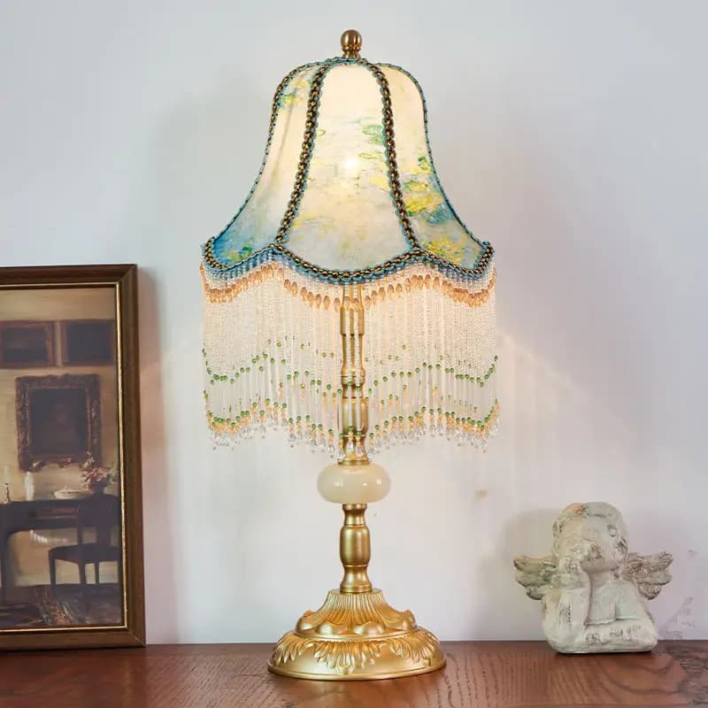 Lampada da scrivania con nappa in stile principessa, nuova spina cinese americana francese vintage di alta bellezza
