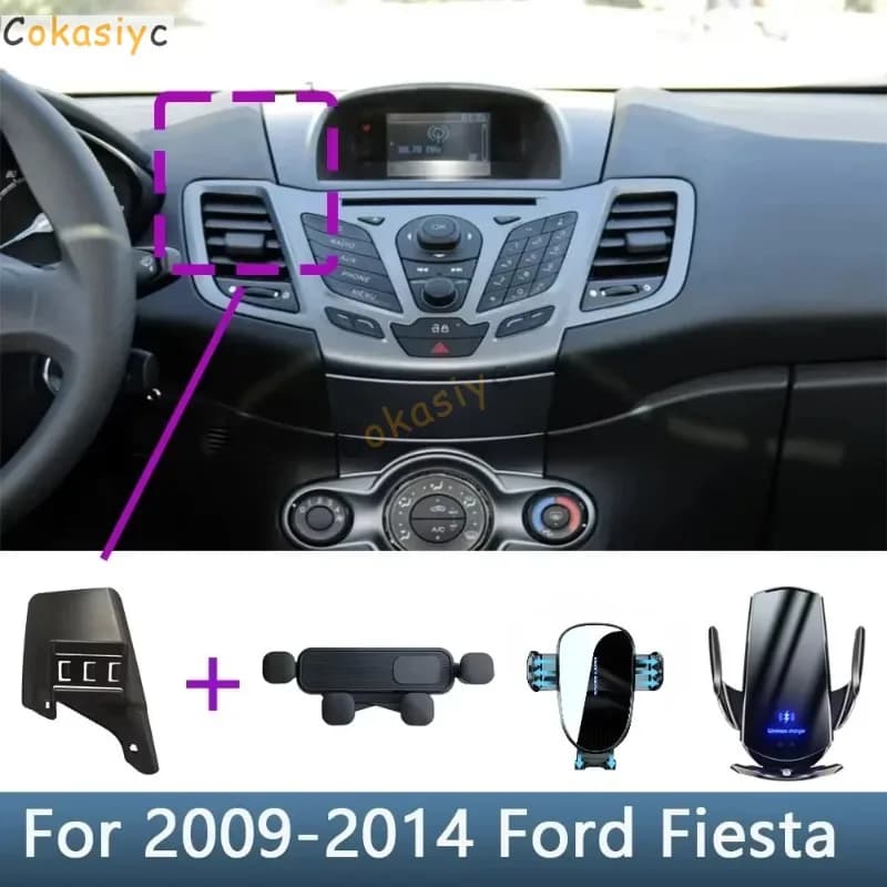 Car Phone Holder For Ford Fiesta 2009 2010 2011 2012 2013 2014 Special Fixed Bracket Base Wireless Charging Interior Accessories