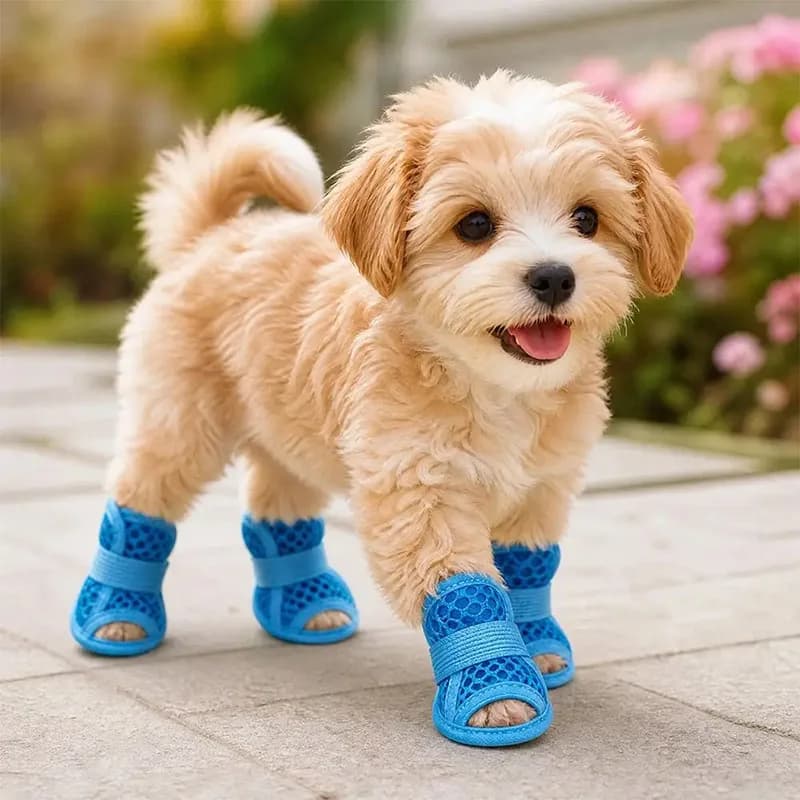 4pcs Non-slip Cute Mesh Dog Shoes Wear-resistant Pet Sandals With Cooling Soft Soles Summer Breathable Dog Boots For Pets
