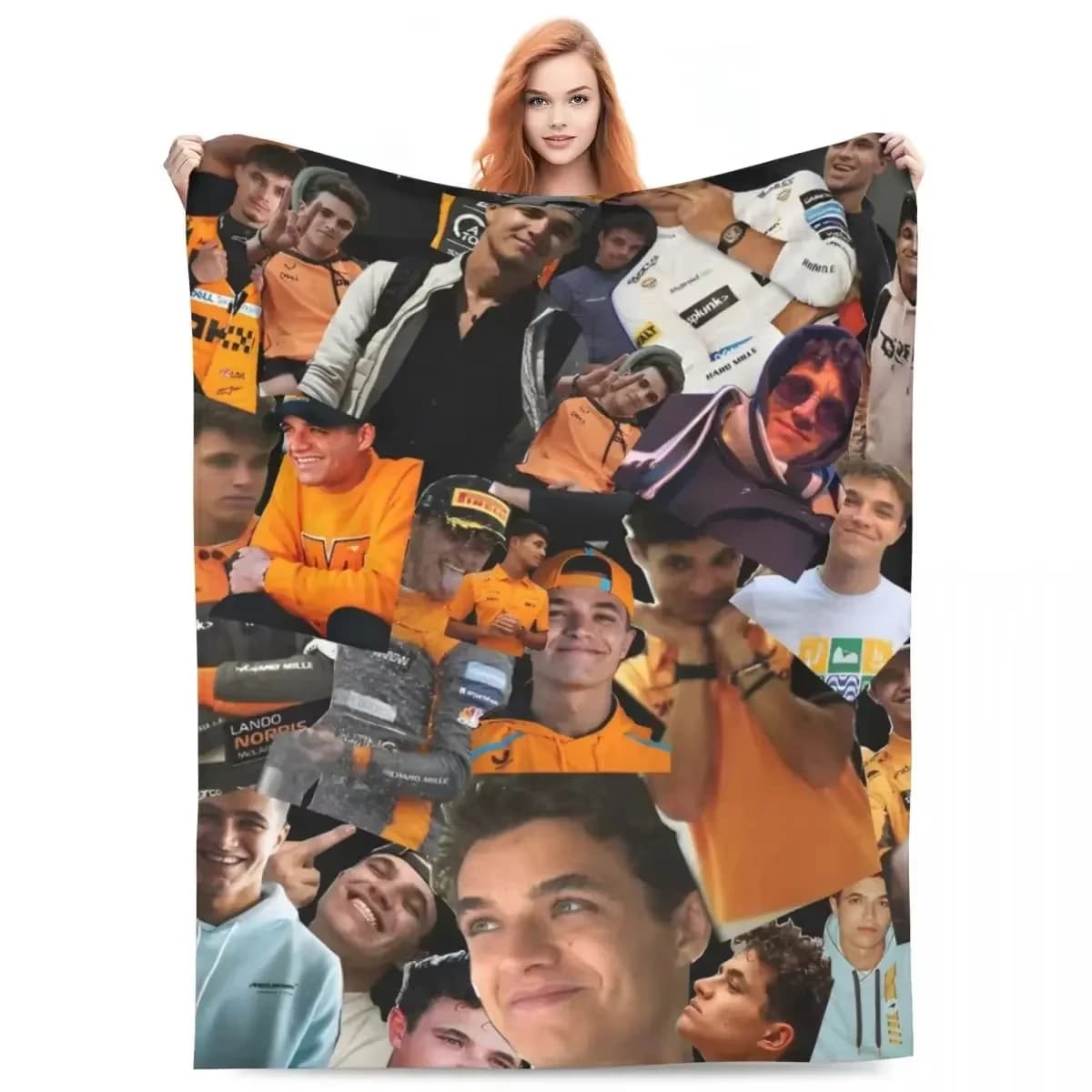 Coperta in flanella Lando Norris Collage - Coperta estiva leggera e portatile per viaggi e letto