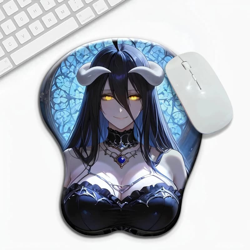 Tappetino per mouse ergonomico Albedo per Overlord Anime 3D con poggiapolsi in silicone, adatto per giochi