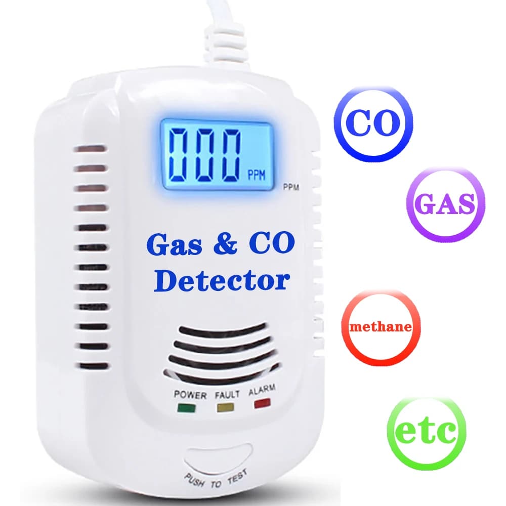 Rilevatore di Gas 2 in 1 avviso vocale allarme sensore di perdite di Gas naturale domestico/metano/propano/monossido di carbonio con Display a LED