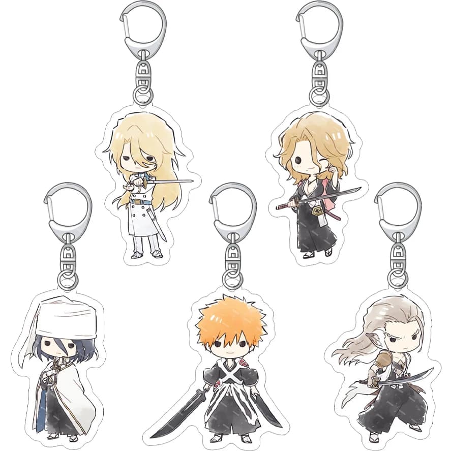 55MM Anime BLEACH‌ Figure Kurosaki Ichigo Ishida Uryu Aizen Sousuke Kuchiki Byakuya Abarai Renji Acrylic Key Chain Cute Gifts