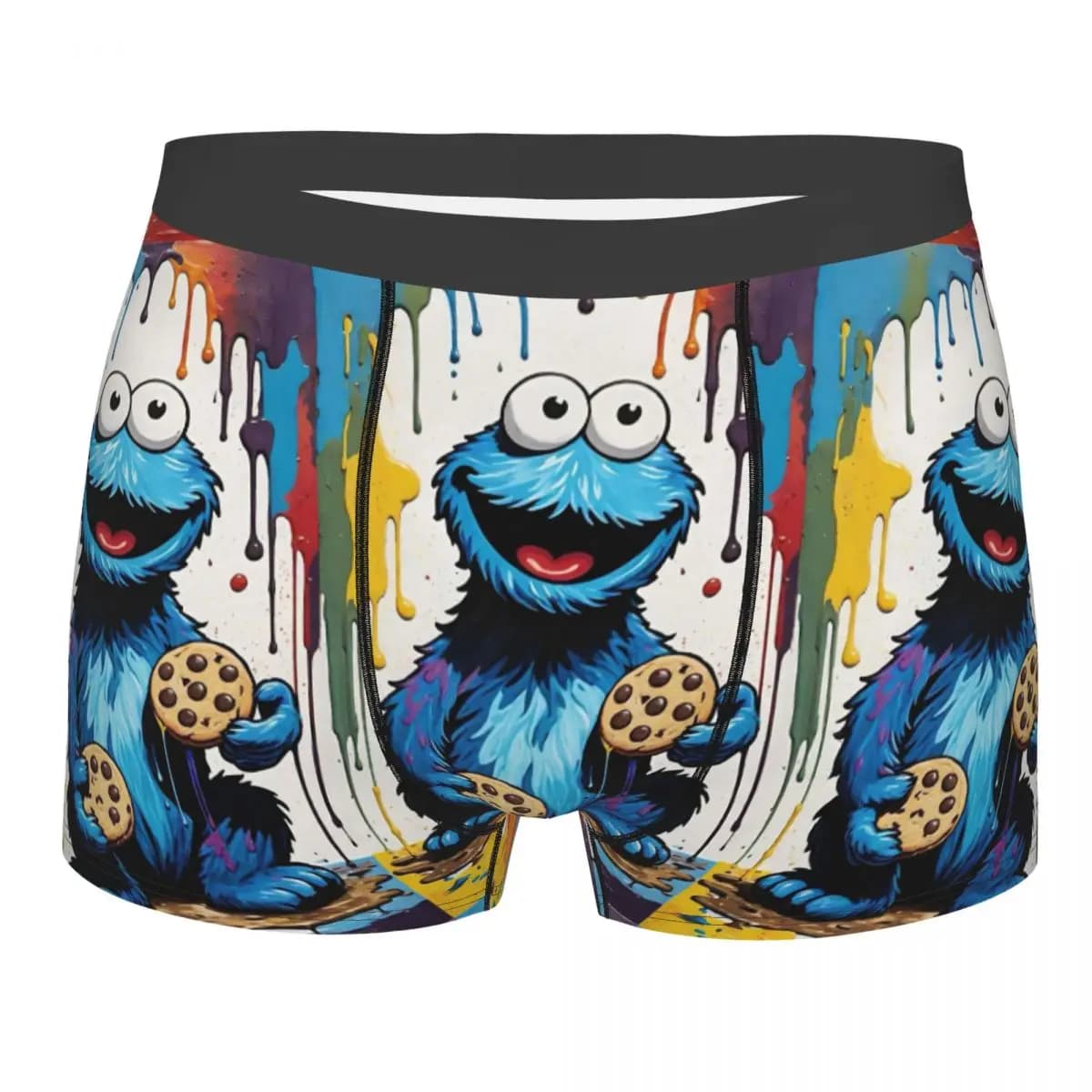 Custom Cookie Monster Television Programs Intimo da uomo Boxer stampati Mutandine Slip Morbidi