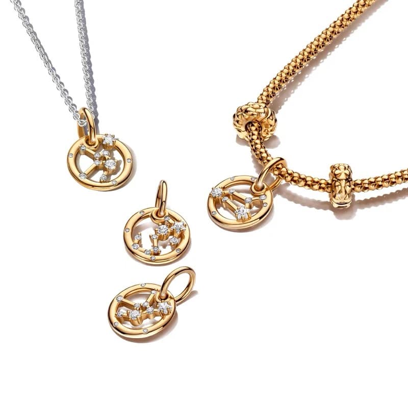 Offerta Speciale: Ciondoli Scintillanti Dorati dei 12 Segni Zodiacali (Gemelli, Toro, Ariete, Vergine) Compatibili con Bracciali e Collane Originali, Regalo Fai-da-Te