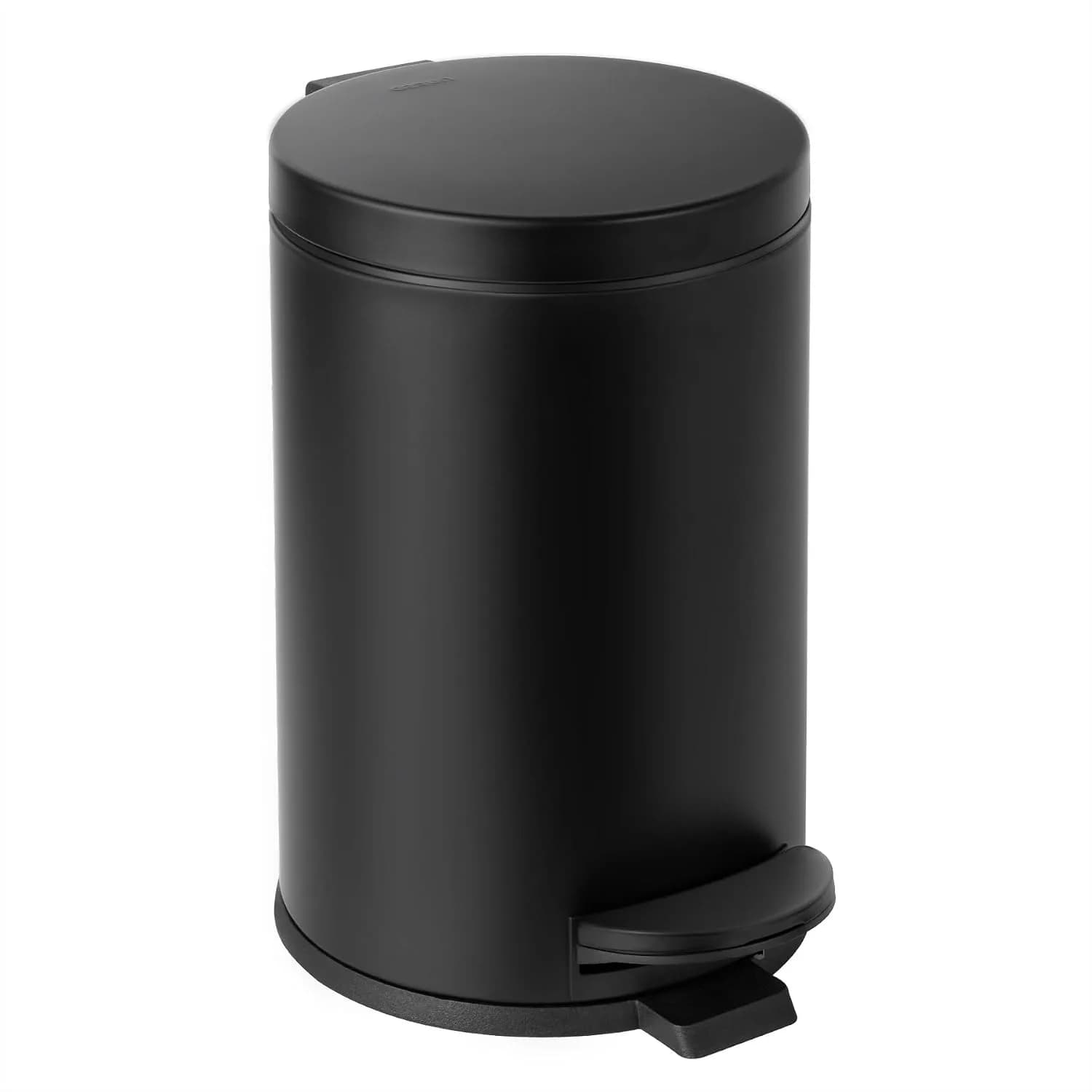 1.2 Gallon Small Trash Can with Lid and Foot Pedal, Mini Round Wastebasket for Bathroom Bedroom Office, 4.5 Liters Matte Black