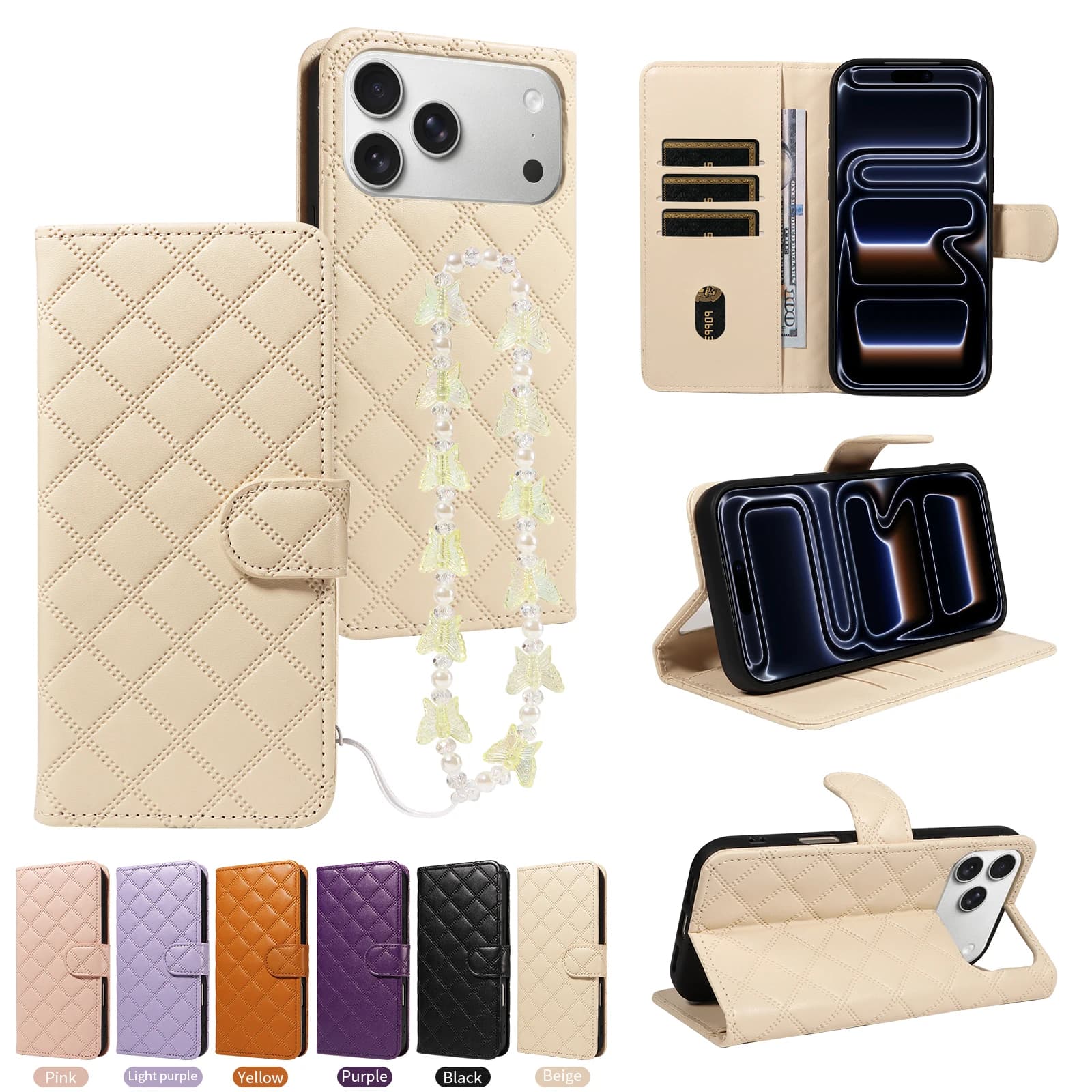 Leather phone case with wrist strap for IPhone17 16 15 14 13 12 11 Pro Max Plus Mini shockproof and vibration resistant design