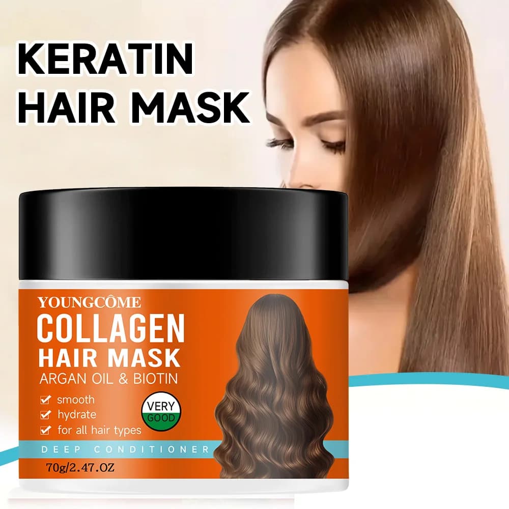 Trattamento per capelli al collagene Riparazione profonda Condizionamento Olio di argan Maschera per capelli al collagene Essenza Rinfrescante, idratante per tutti i tipi di capelli