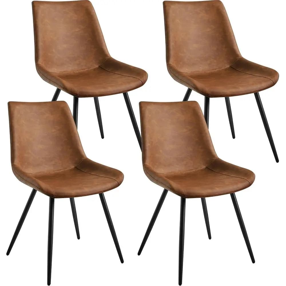 Set di 4 Sedie da Pranzo in Stile Century con Rivestimento in Ecopelle e Gambe in Metallo per Sala da Pranzo, Soggiorno, B