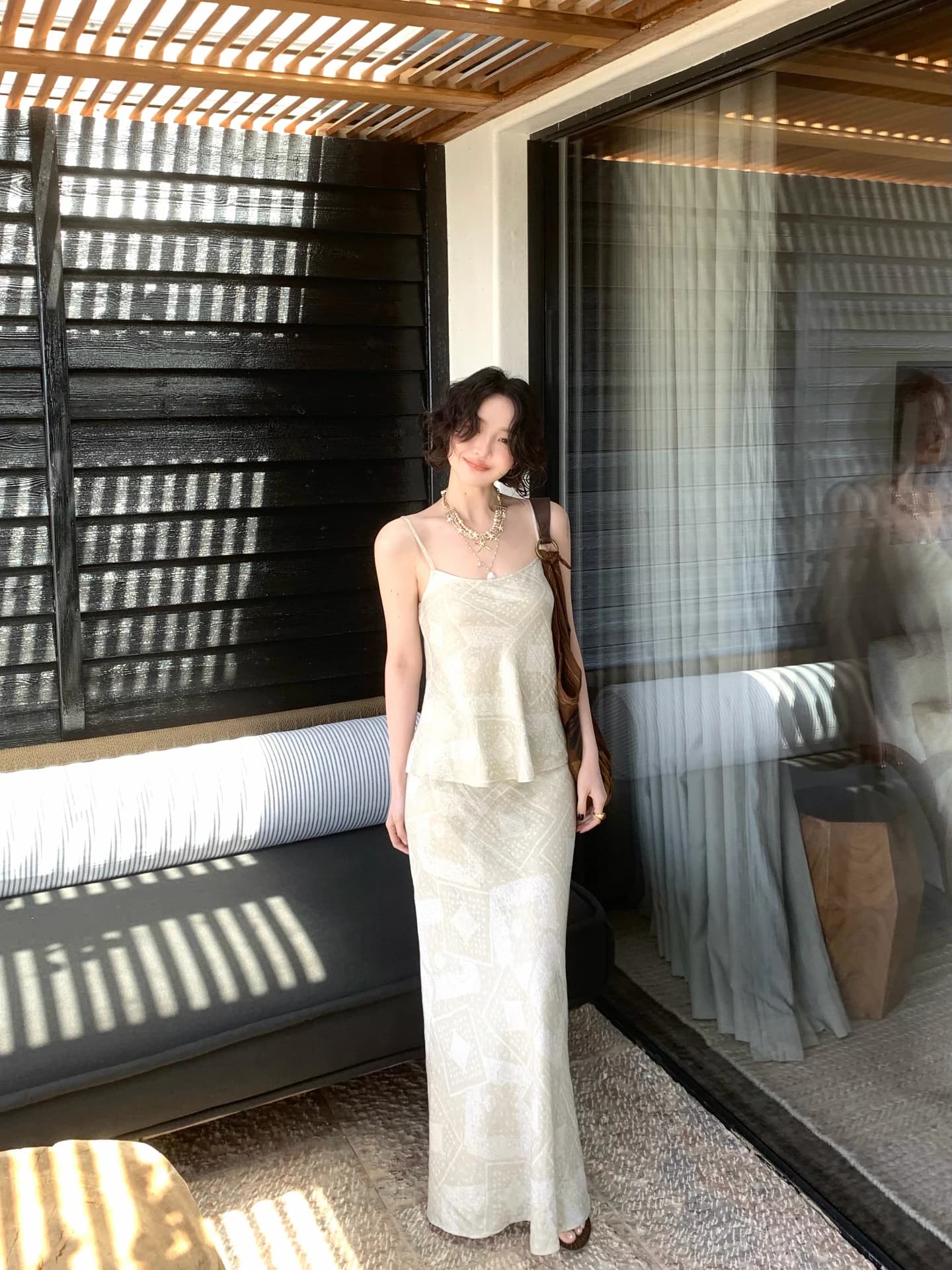 Nuovo Arrivo Elegante Gonna Lunga Drappeggiata a Vita Alta, Modello Semi-Aderente, per Vacanze Estive e Pendolarismo Urbano, in Misto Lino, Taglio Dritto