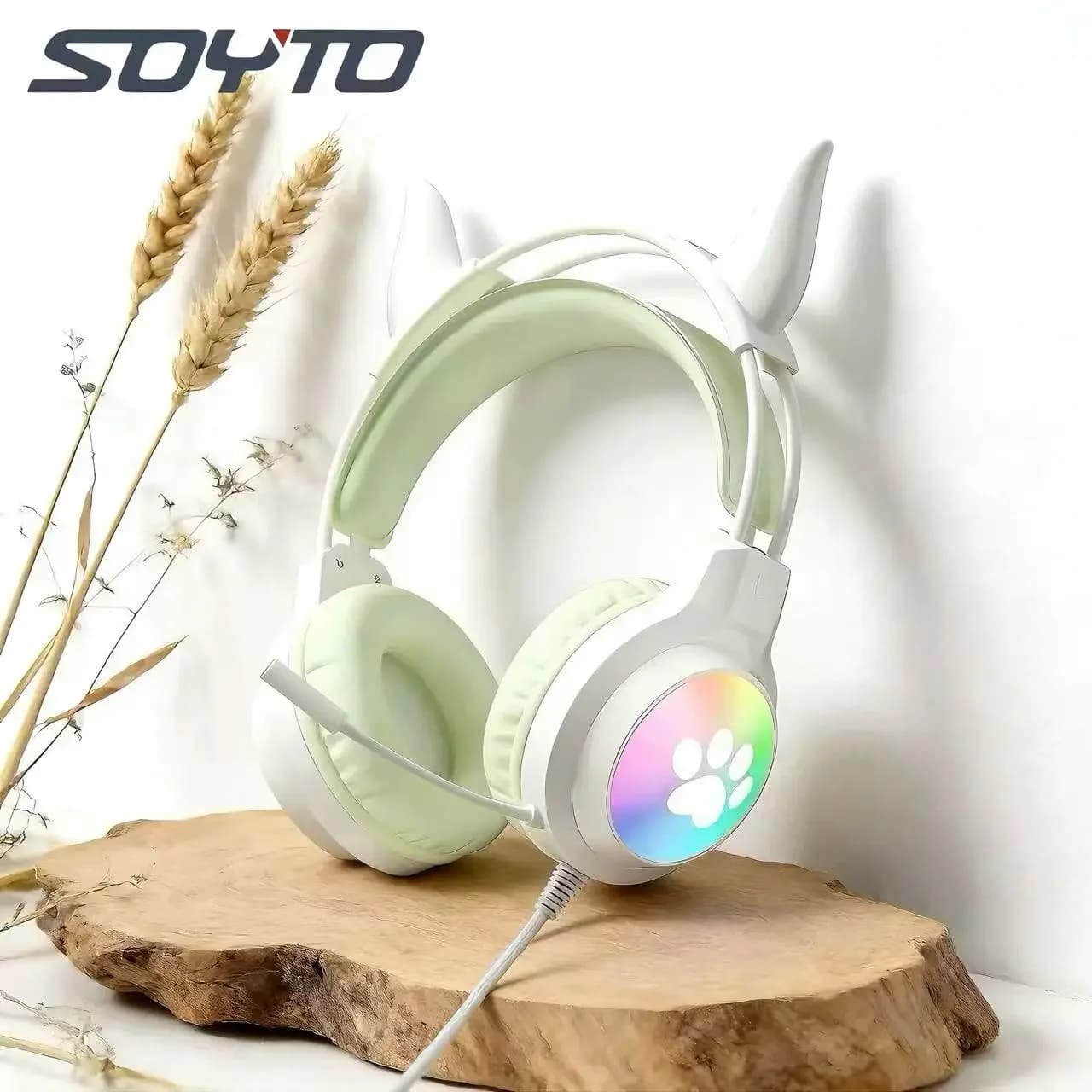 SOYTO New Luminous RGB Width Gaming Headphones with Low 3D Computer, Comfortable Design for Long Sessions