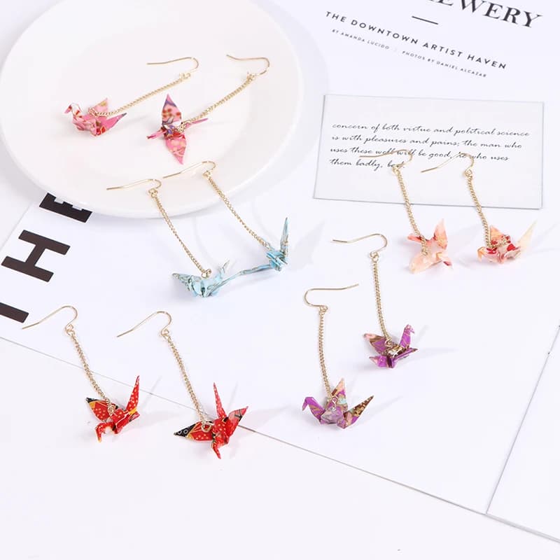 1Pair Of Earrings Origami Blings Bird Cranes Paper Earrings Red Romantic Crane Pendant Trendy Jewelry For Women Accessories HOT