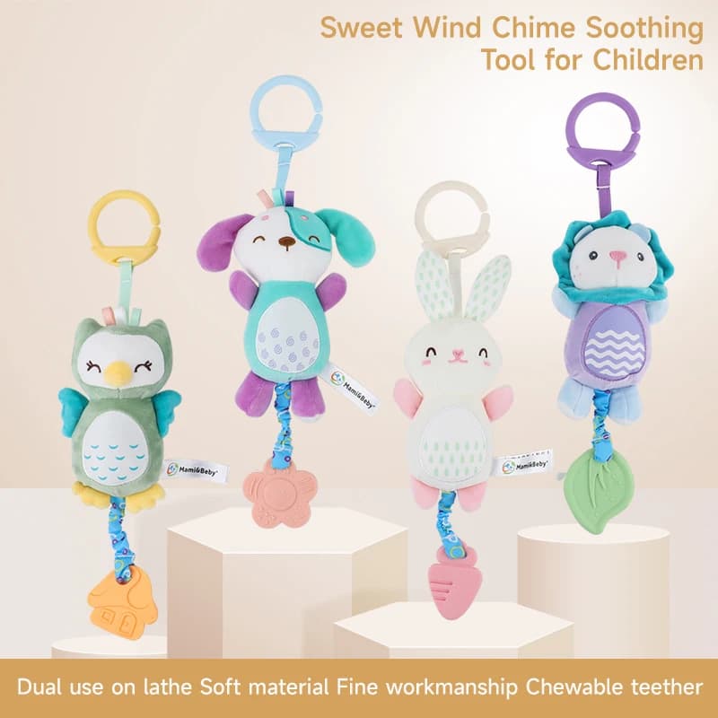 Giocattolo Sonoro Sensoriale per Neonati, Campanella Morbida in Peluche a Forma di Animale, Giocattolo Educativo per Passeggino, Auto, Culla - Peluche da Appendere