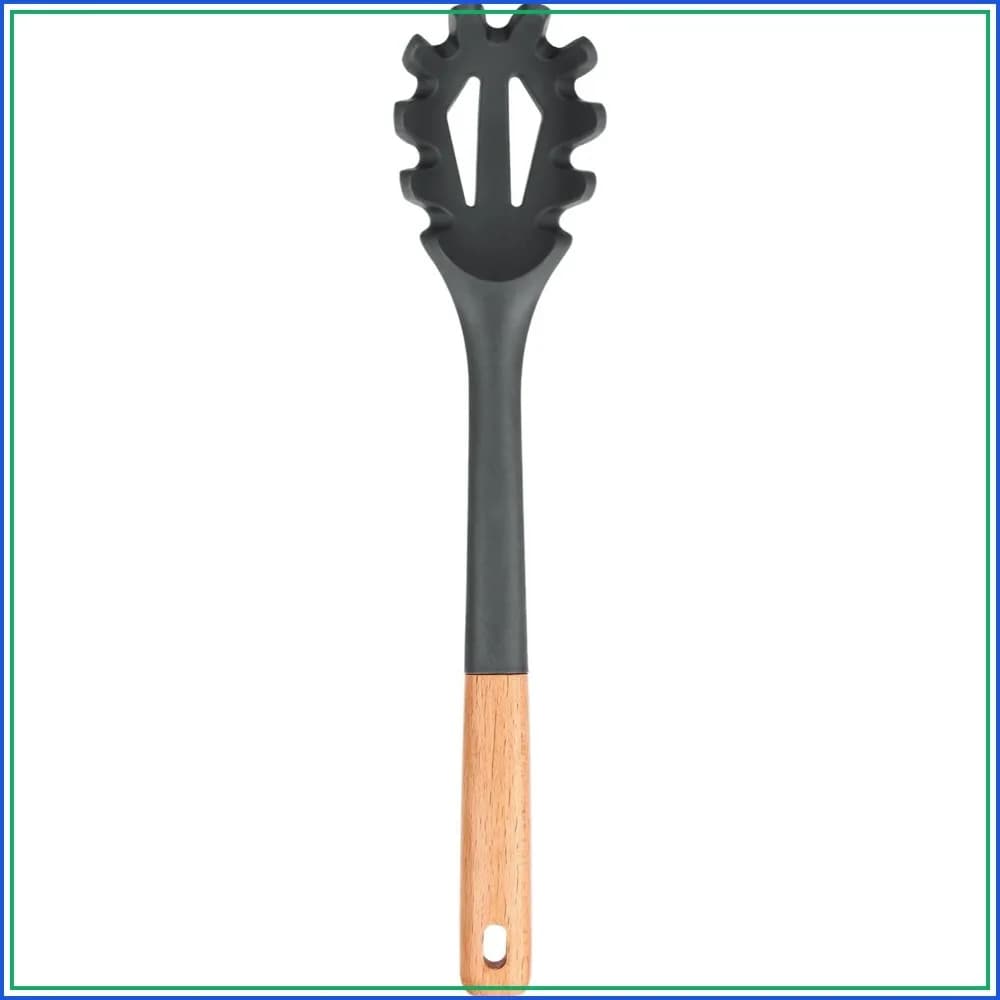 Silicone Pasta Fork, Heat Resistant Noodle Spoon, BPA Free Spaghetti Strainer, 12.8 inch Grey
