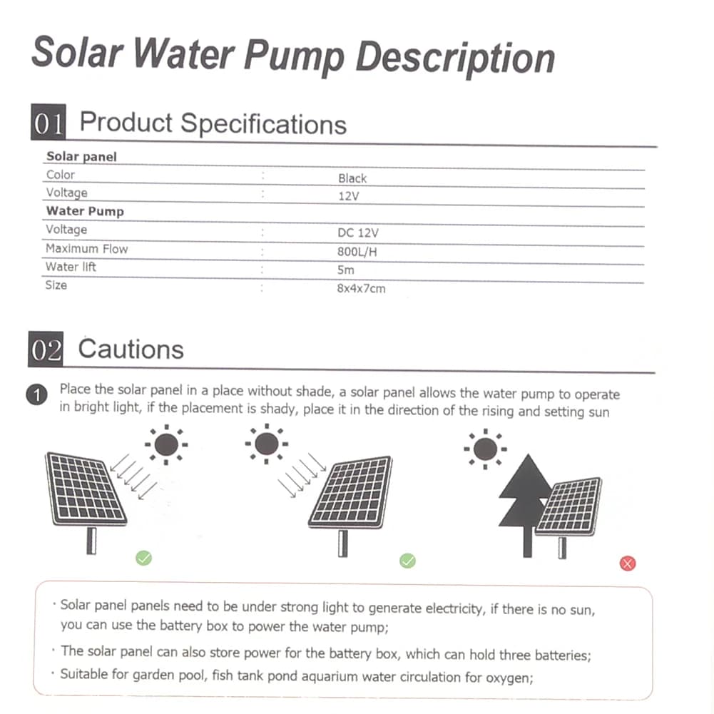 Mini Water Sprinkler Sprayer 18V 30W Garden Decoration Solar Panel Fountain Watering System Energy Saving Kits for Fish Tank