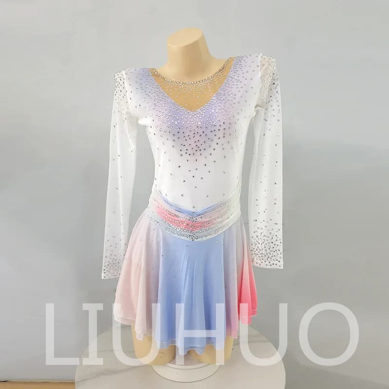 LIUHUO Pattinaggio di Figura sul Ghiaccio Vestito Ragazze Donne Adolescenti Elastico Spandex Concorso All'ingrosso BD8013