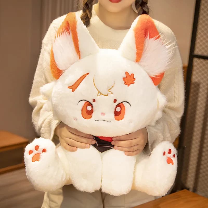 Peluche Gatto Kaedehara Kazuha Genshin Impact, Bambola Imbottita Morbida Design Gatto Volpe Bianca, Cuscino Anime, Regalo di Compleanno