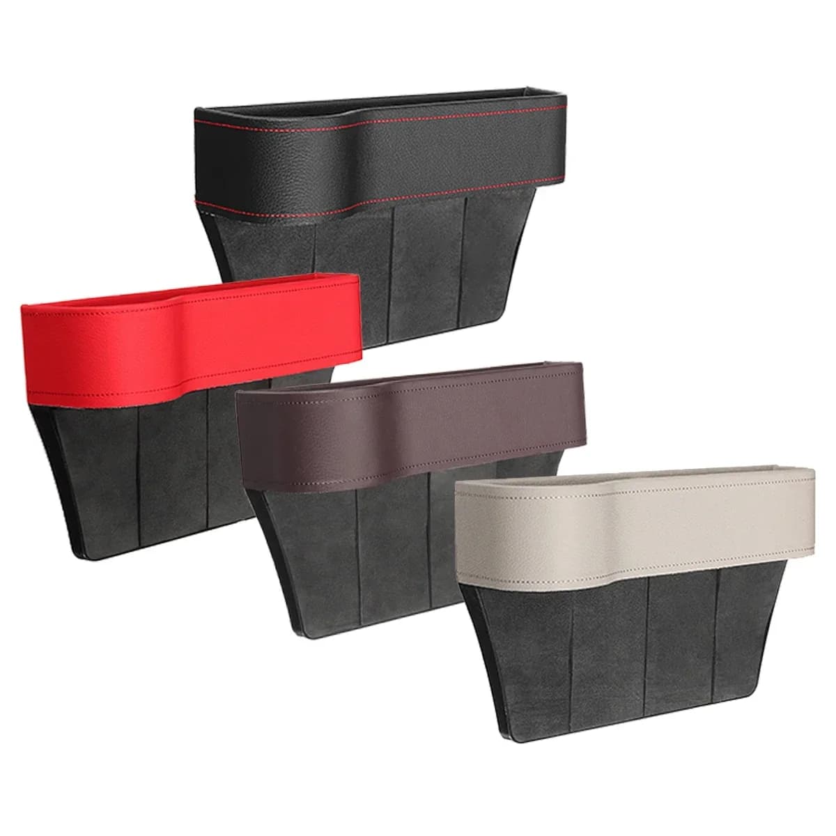 Organizzatore Universale per Sedile Auto Lato Passeggero e Conducente, Portaoggetti con Tasche e Portatelefono, Nero/Beige/Rosso