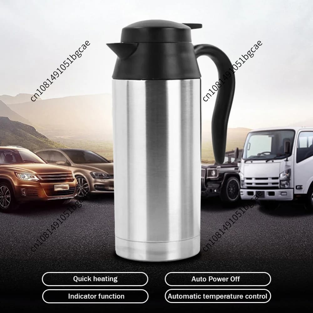 12/24V Car Electric Kettle Automatic Shut Off 750ml Car Kettle Boiler Quick Boiling Kettle Pot Heated Heating Travel Cup Kettle