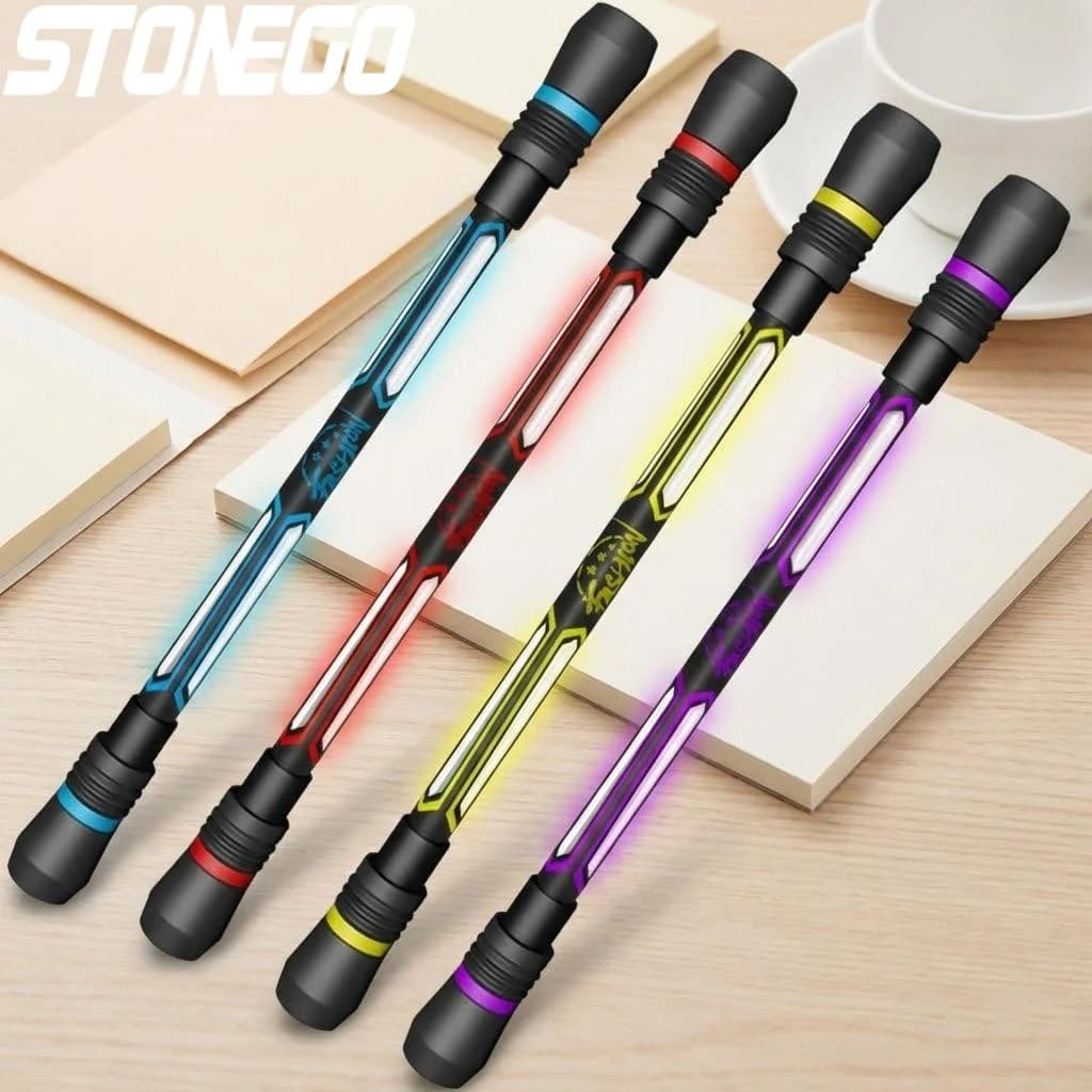 STONEGO Penna Girevole Antistress Fidget Spinner per Adulti e Bambini, Penna a Sfera Antistress, Giocattolo Antistress Antiscivolo
