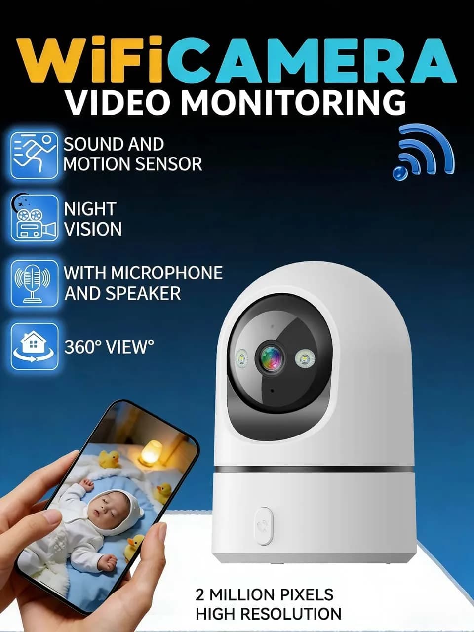 PEGATAH Telecamera di Sicurezza per Bambini 5MP WiFi 2.4G/5G, Chiamata con Un Solo Tocco, Visione Notturna a Colori, 355 ° Tracciamento Umano PTZ