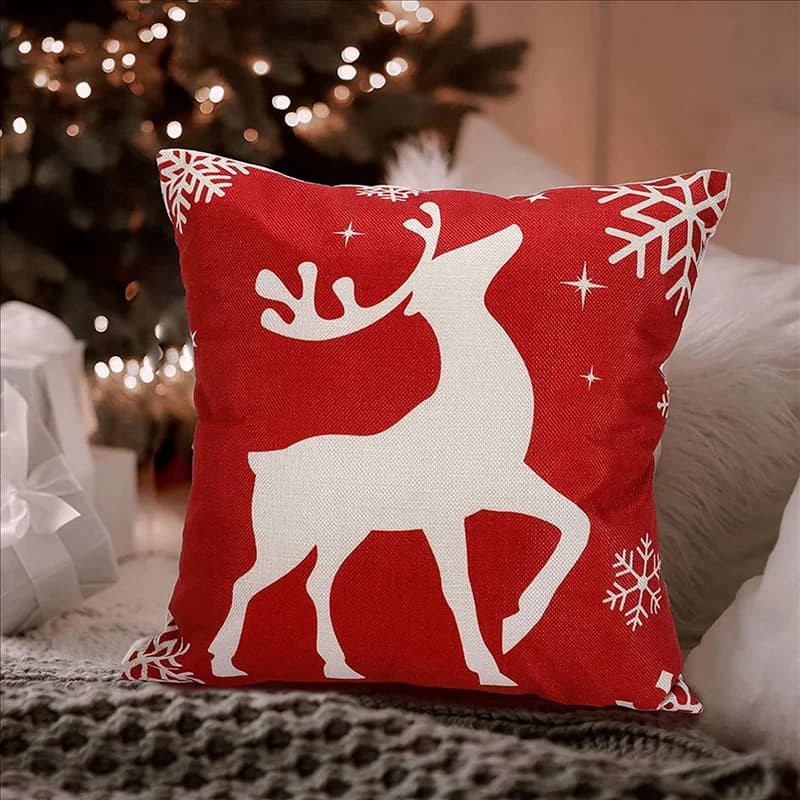 A72P Christmas Pillow Covers 18x18 Set of 4 Christmas Decorations Farmhouse Throw Pillowcase Cushion Case for Home Decor