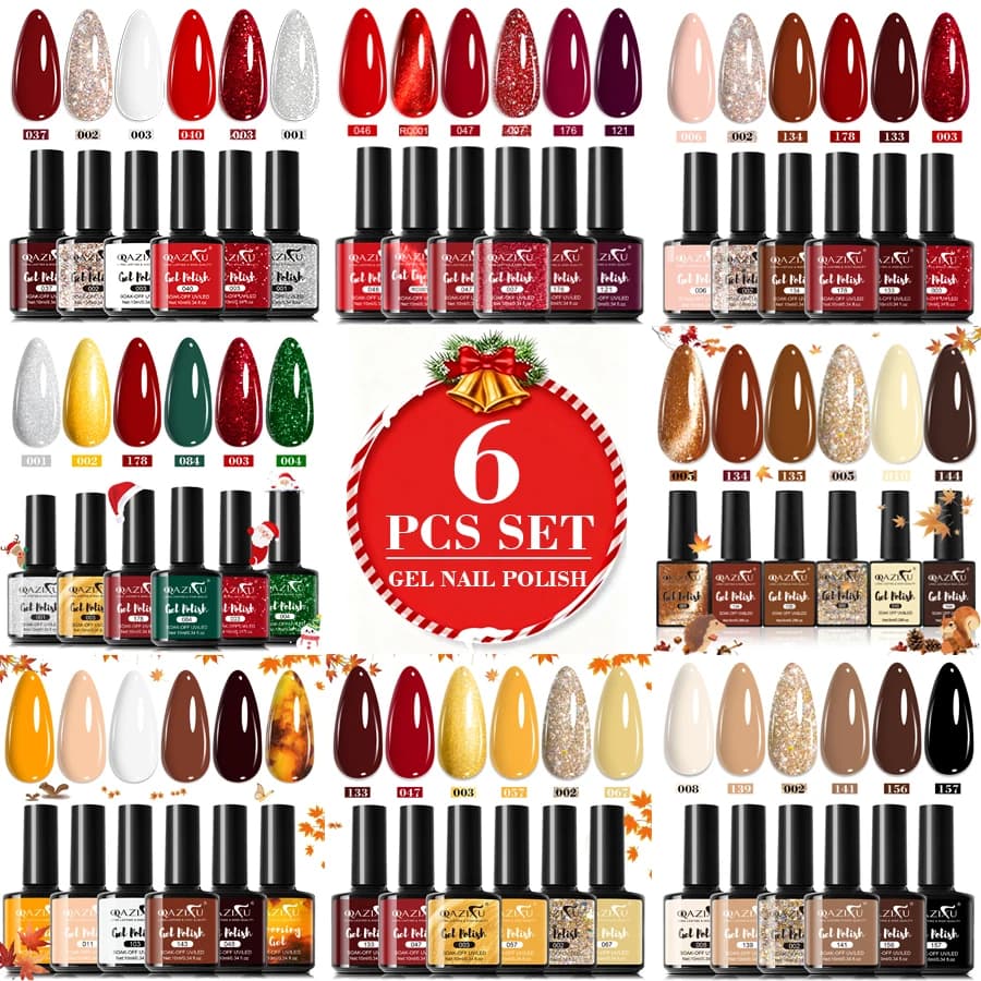 QAZIXU 6 Pz/set Smalto Gel Per Unghie Colore Popolare FAI DA TE Unghie Artistiche Design Soak Off UV LED Gel Manicure Vernis Kit Per Il Salone di Casa