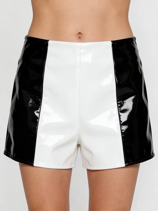 Shorts in Lattice di Gomma Naturale Premium, Design Aderente Lucido per Feste, Club e Serate in Discoteca
