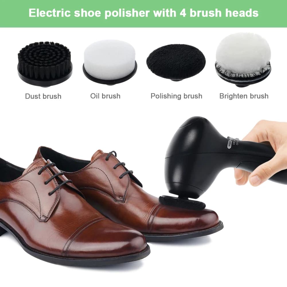 Lucidatore per scarpe portatile Spazzole per scarpe Strumenti per la pulizia della casa 4 testine multiuso Spazzola per illuminare il sistema di spazzole per scarpe