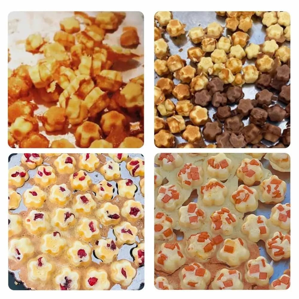 Stampo per torta a forma di fiore di prugna con 19/37 fori, manico lungo, macchina per waffle a bolle bifacciale, antiaderente, resistente, per coni gelato, uso domestico
