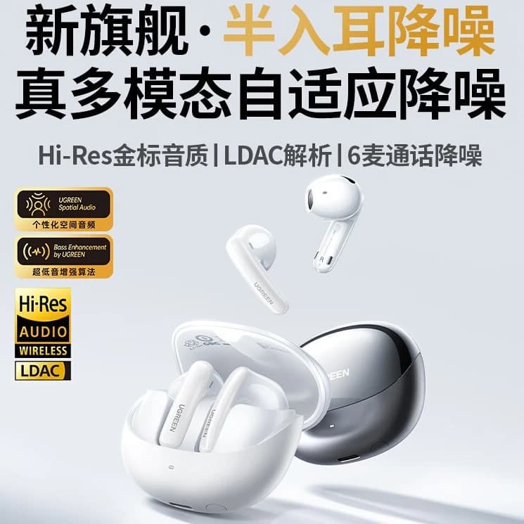 UGREEN HiTune H6 Pro Bluetooth Wireless Earphone LDAC Hi-Res Audio Custom Noise Cancelling Sport Earbuds Gaming Accessories Gift