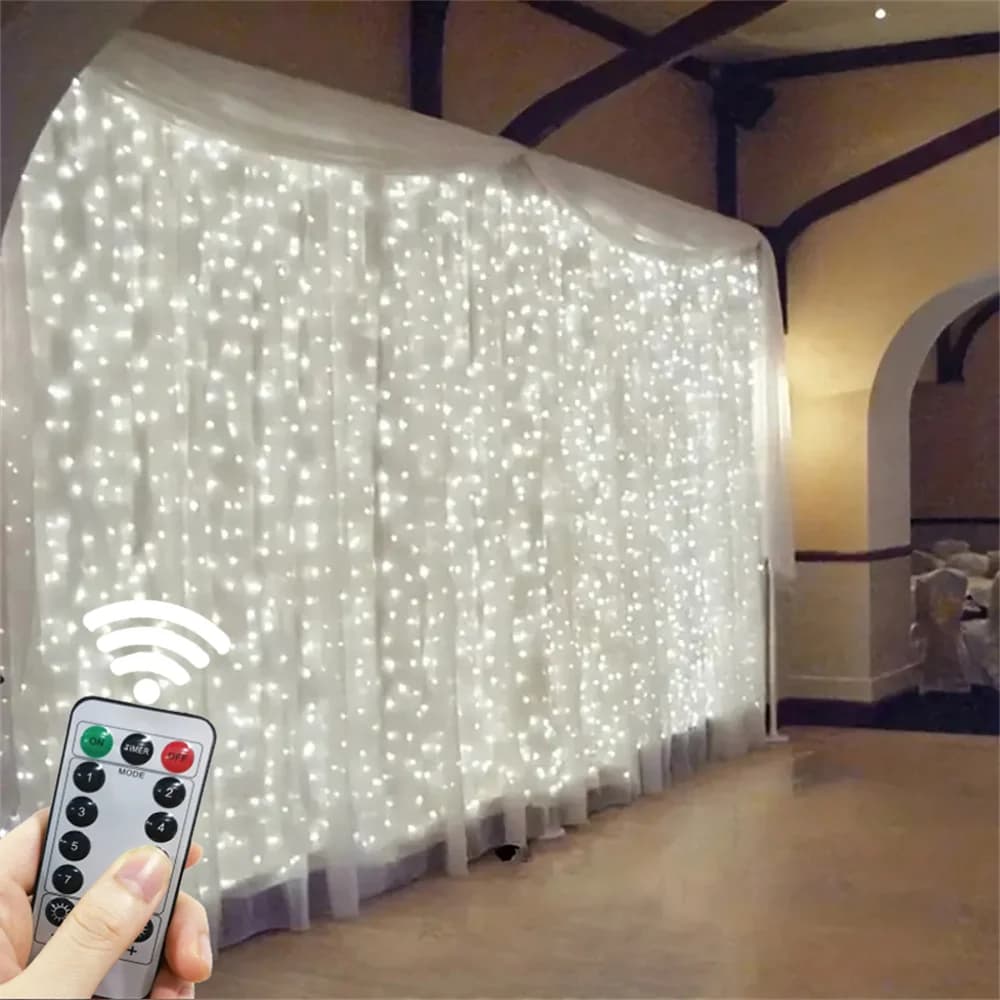 Luci a stringa USB con telecomando per feste di Natale, decorazioni nuziali per la casa, tenda luminosa a LED per finestra