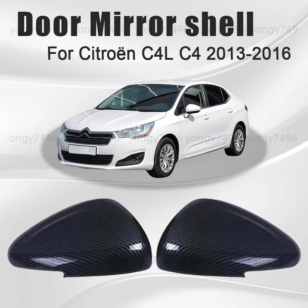 Protective Cover Door Mirror Cover For Citroen C4L C4 2013 2014 2015 2016 Carbon Fiber Glossy Black Car Rearview Stick styles